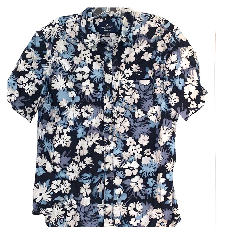 Tropical Flower Short Sleeved Button Up
